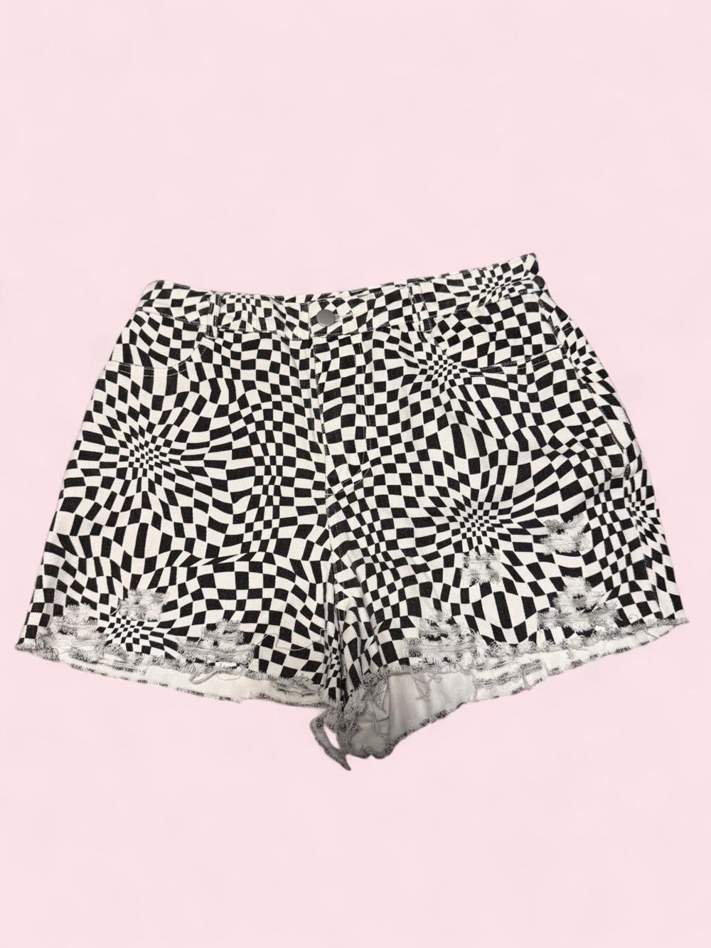 Le Lis Black & White Optical-Print Jean Shorts NWT